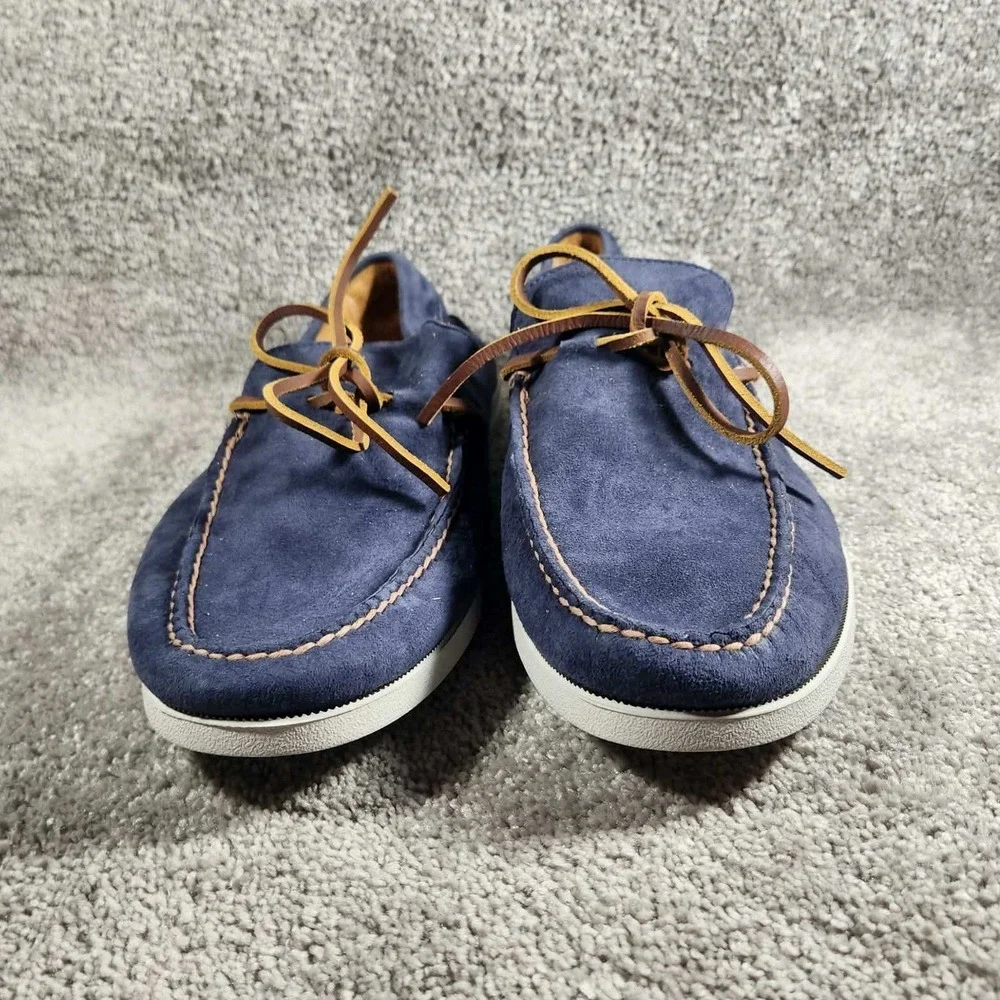 Peter Millar Boat Shoes Navy Blue Suede Leather Lace Loafers Mens 9 M